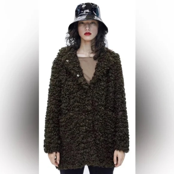Zara Shag Wooly Winter Hood Coat EC - Picture 2 of 10